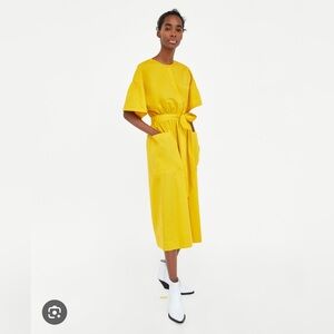 Zara yellow midi easy dress